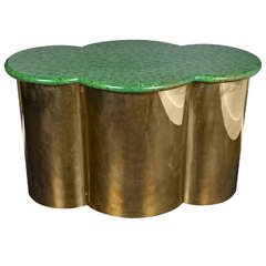 Vintage Brass with Wood Faux Malachite Finish Console