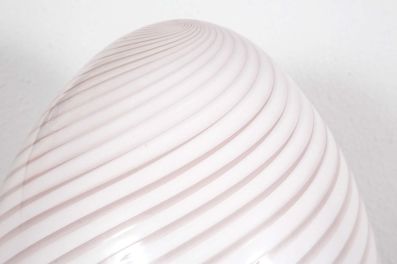 Murano Glass A Pair of 1970's Swirled Murano Egg Lamp For Sale