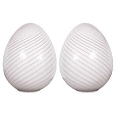 A Pair of 1970's Swirled Murano Egg Lamp