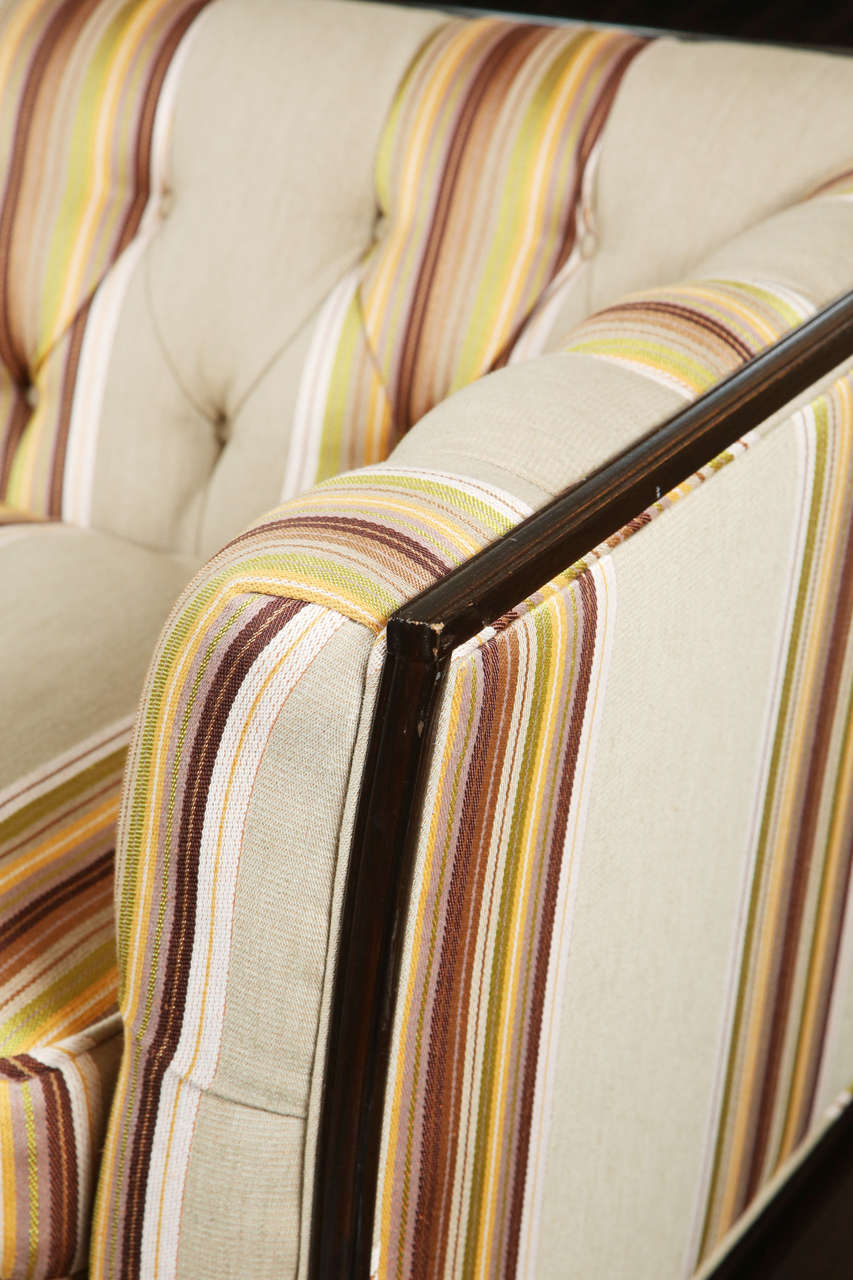 19th Century French Multi-Striped Tufted Loveseat For Sale