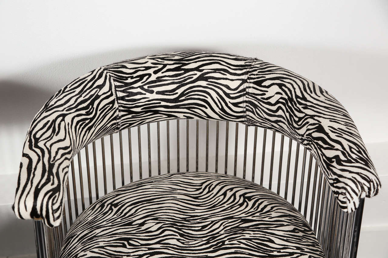 A 1960's Chrome & Zebra Print Chair In Excellent Condition For Sale In Valley Village, CA