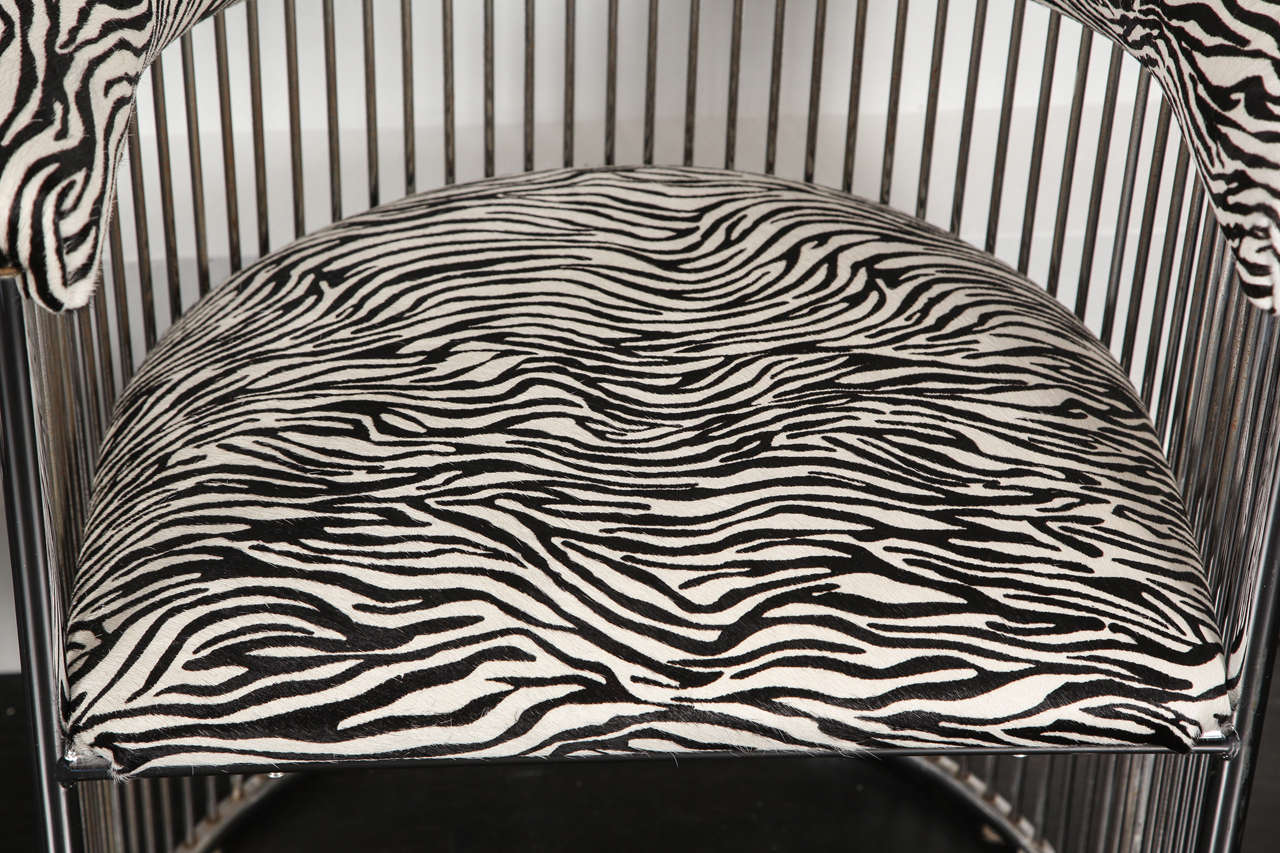 Mid-20th Century A 1960's Chrome & Zebra Print Chair For Sale