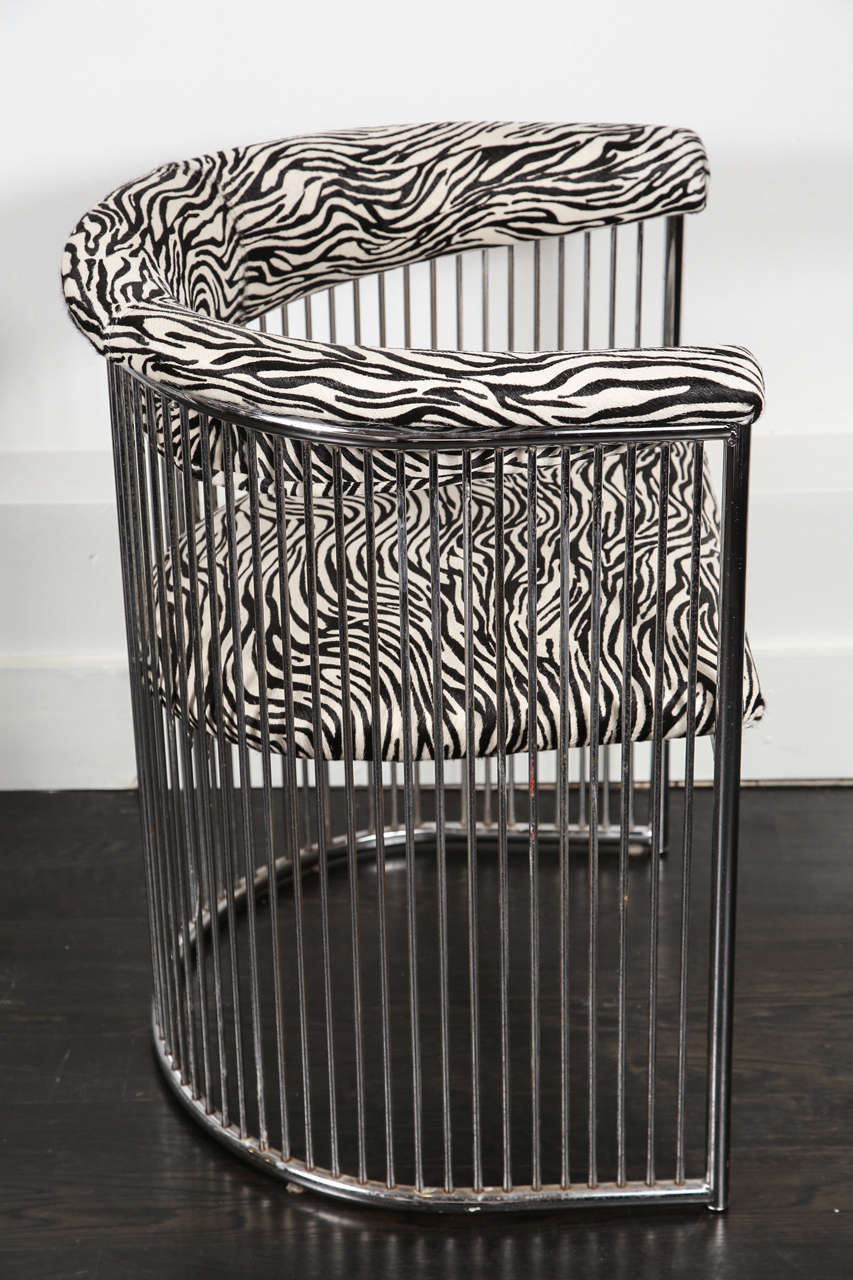 A 1960's Chrome & Zebra Print Chair For Sale 1