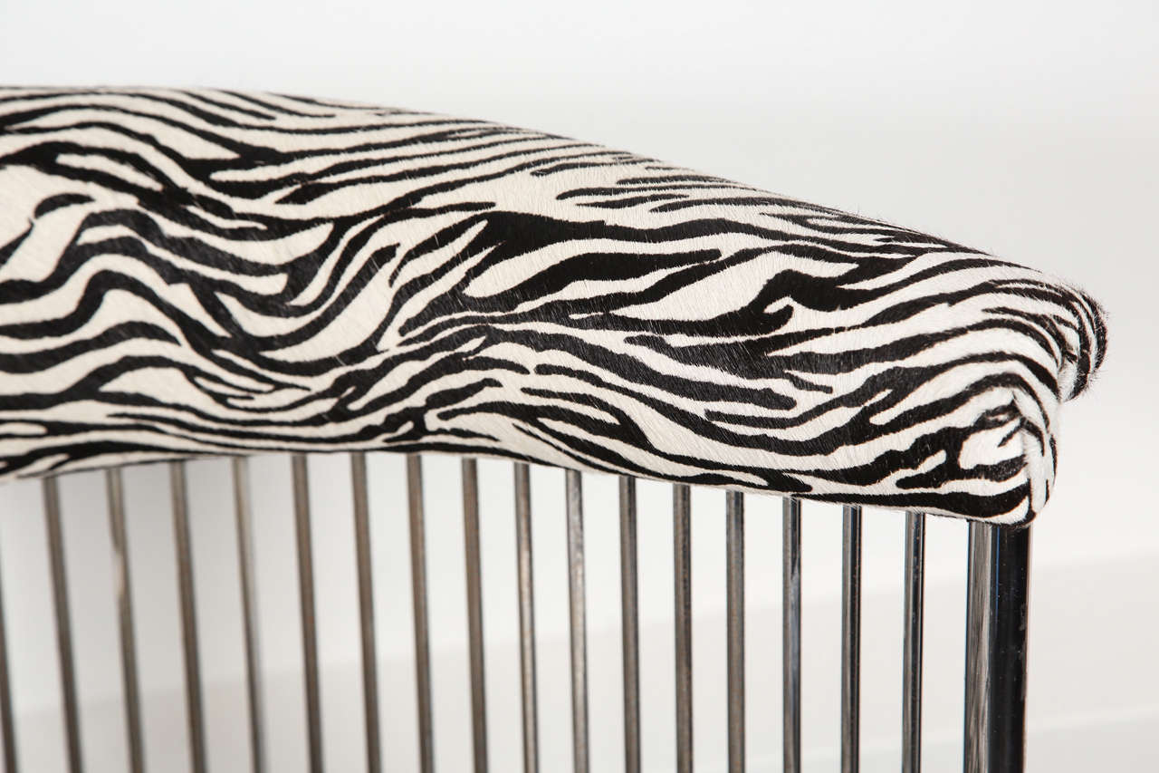 A 1960's Chrome & Zebra Print Chair For Sale 3