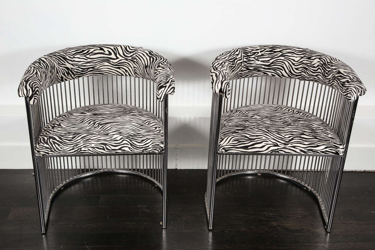 A 1960's Chrome & Zebra Print Chair For Sale 5