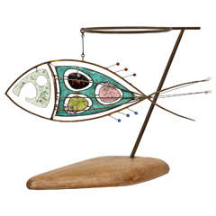 A 1950's Modernist Articulated Fish Sculpture signed Turnbull