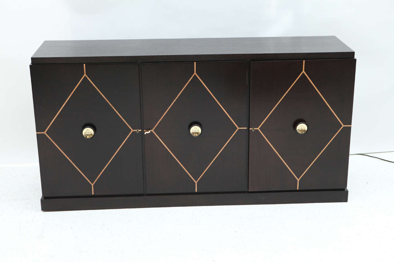Three-Door Inlaid Cabinet by Tommi Parzinger for Charak Modern 4