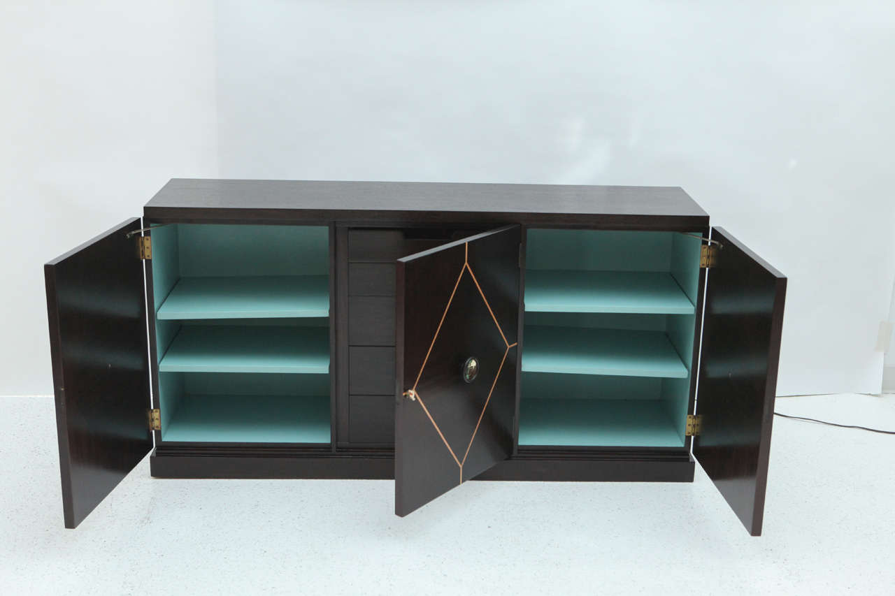 Three-Door Inlaid Cabinet by Tommi Parzinger for Charak Modern 1
