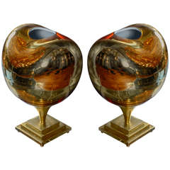 Vintage Decorative Pair of Golden Ceramic Heart Shaped Lamps