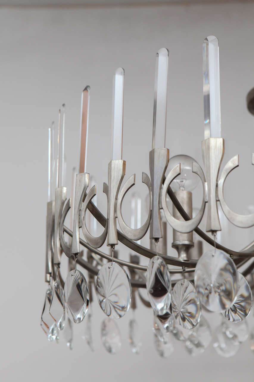 Silver-Plated Chandelier by Sciolari, Italy 1960 In Excellent Condition In Los Angeles, CA