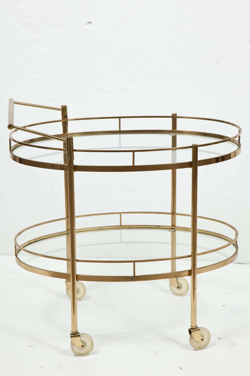 Solid Brass MidCentury Modern Oval Bar or Tea Cart at 1stDibs mid