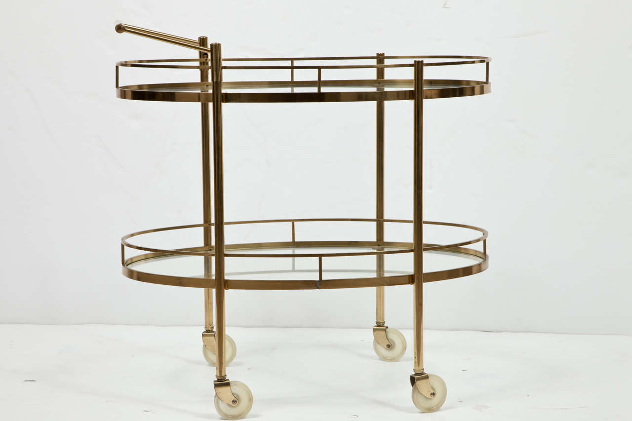 Solid Brass MidCentury Modern Oval Bar or Tea Cart at 1stDibs mid