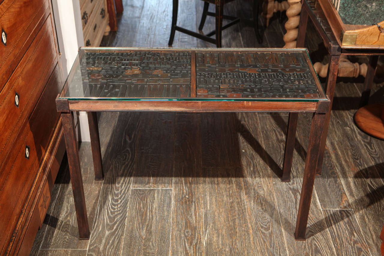 19th Century Antique Drawer Set in a Contemporary Iron Base with Glass Top 3