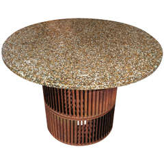 Antique Table with Metal Base and Stone Top, circa 1900