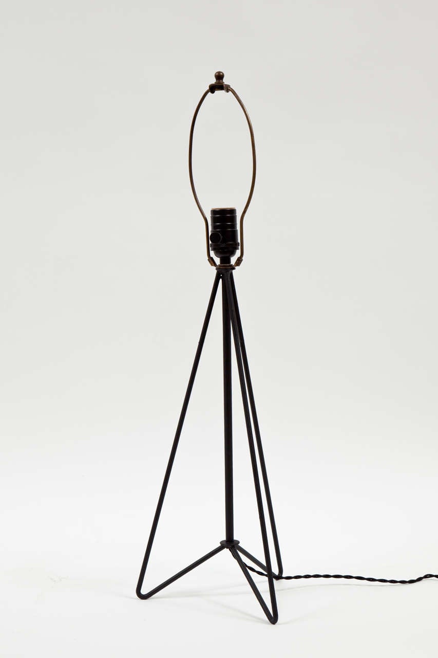 Mid-20th Century Minimalist Black Iron Table Lamp