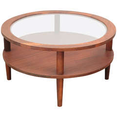 Vintage Round Glass-Topped Coffee Table