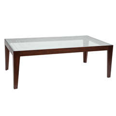 Mahogany Coffee Table with Etched Glass Top