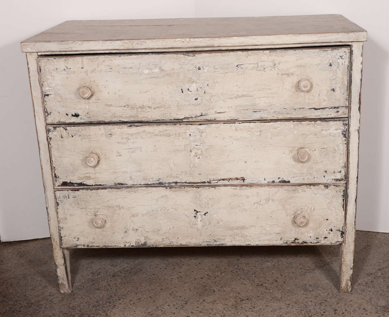 Pair of chests from Spain. Scraped painted finish. Perfect for bedside tables.