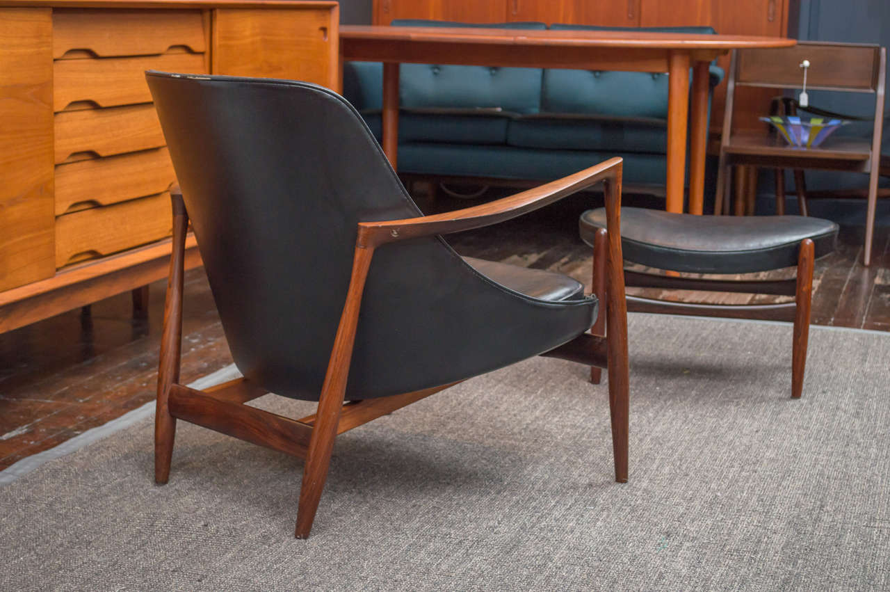 Rosewood Ib Kofod-Larsen Elizabeth Lounge Chair and Ottoman For Sale