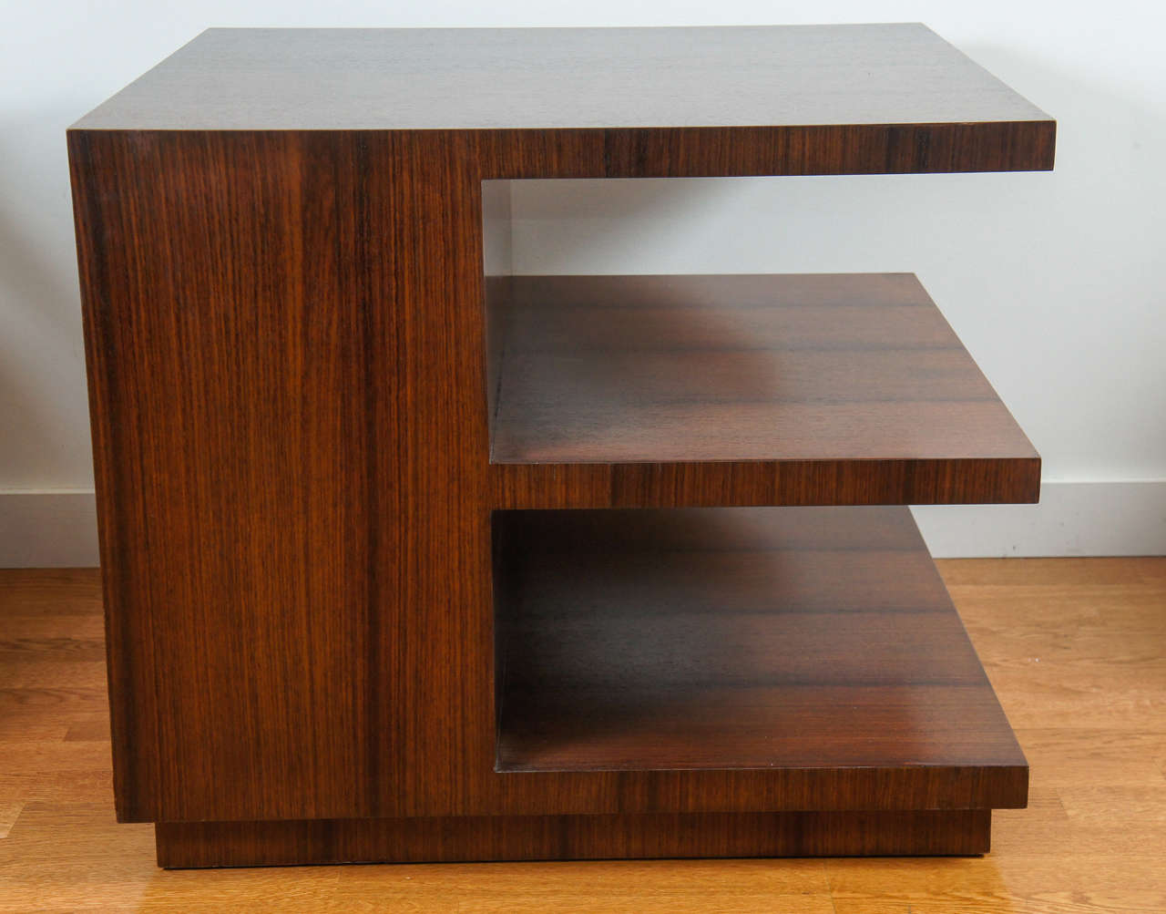 Mahogany Modern Cube Table with Shelves
