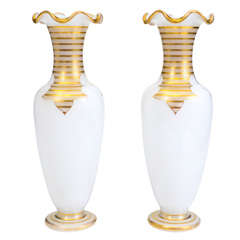 Pair of 19th Century Opaline Gilded Vases