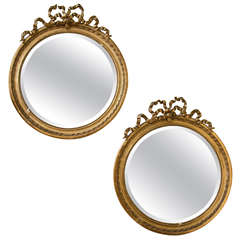 Pair of French Louis XVI Style Circular Mirrors