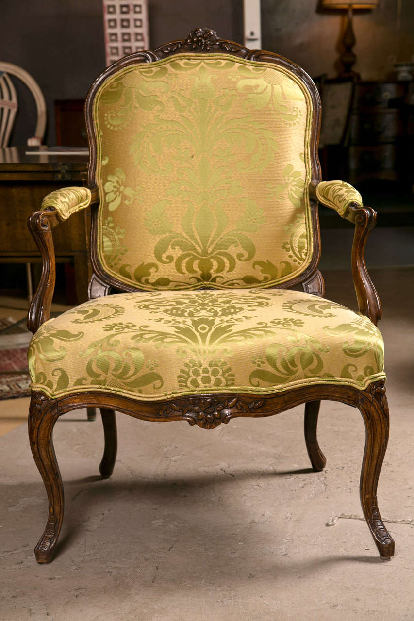 Pair of French Louis XV Style Walnut Chairs 1