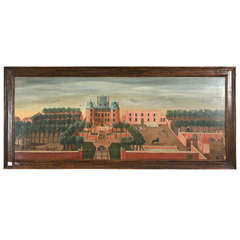 Signed Oil on Canvas of a Chateau in France dated 1758