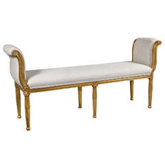 French Louis XIV Style Gilded Long Bench