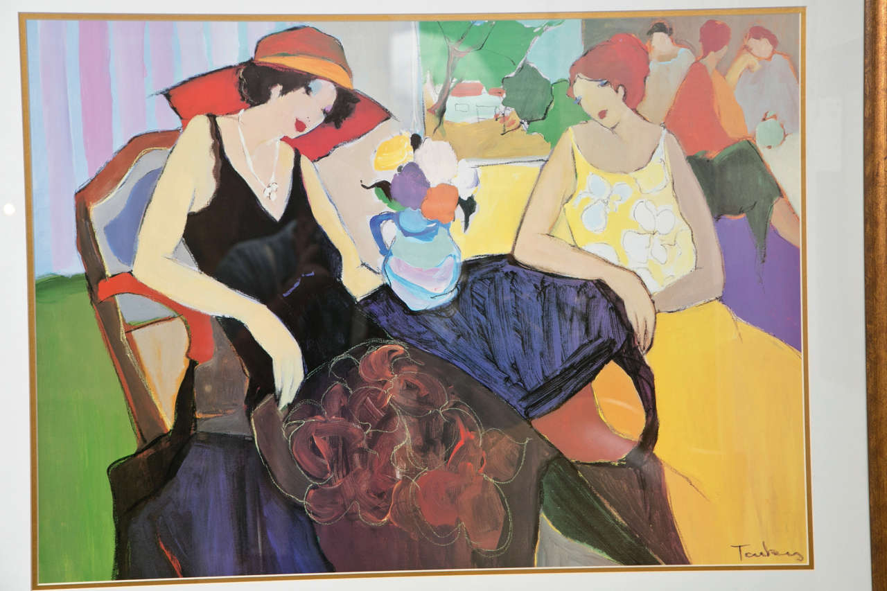 An original Itzchak Tarkay Serigraph of a couple of woman having a chat in an outside cafe. Signed and framed.  Unframed Height - 22.50, Width - 31.
Framed Height - 33, Width - 42

Itzchak Tarkay was born in 1935 in Subotica on the