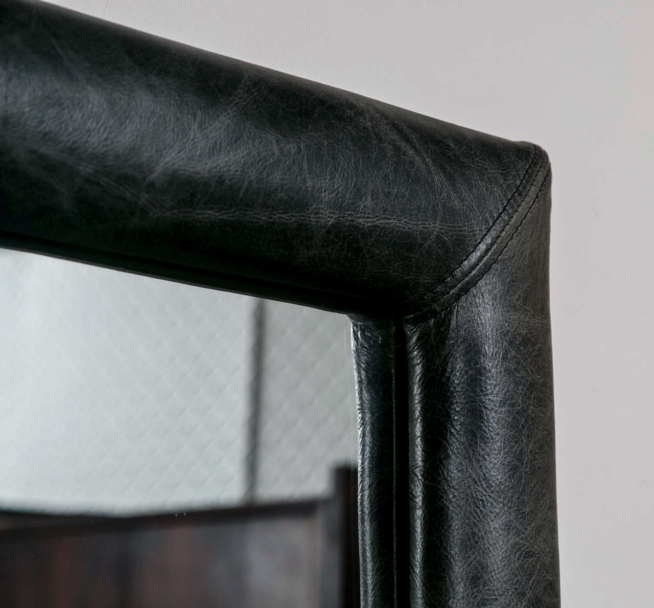American Mid-Century Decorated Leather Mirror
