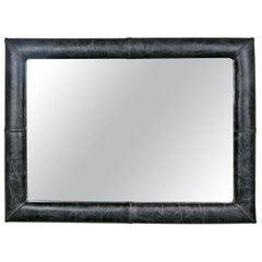 Mid-Century Decorated Leather Mirror