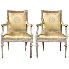 Pair of Swedish Gustavian Style Armchairs