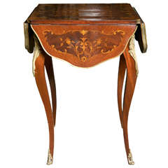 Antique French Mahogany Marquetry Hankerchief Table