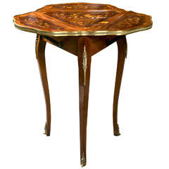 Vintage French Rosewood Marquetry Hankerchief Table