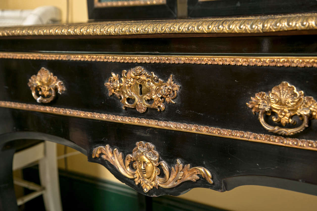 French Louis XV Style Ebonized Vitrine / Desk 4