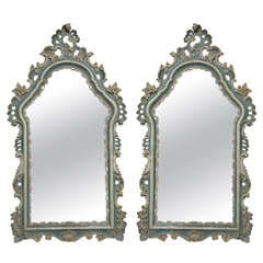 Pair of 19th Century Painted French Rococo Style Mirrors