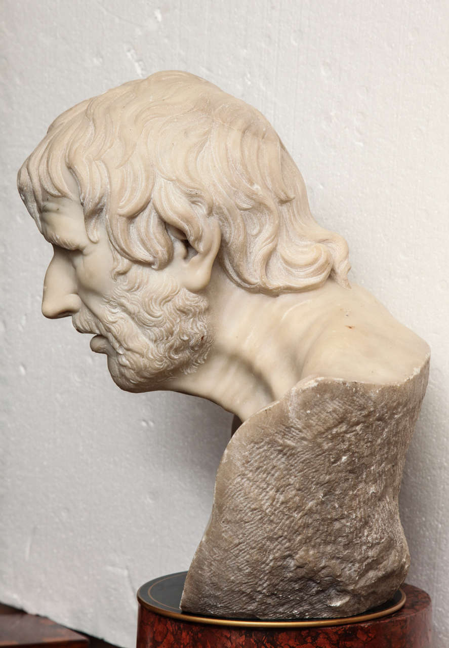 Hand-Carved 19th Century Bust of Seneca