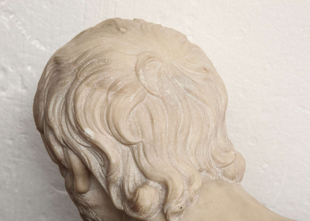 Alabaster 19th Century Bust of Seneca