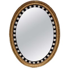 19th Century Irish Lozenge Mirror with Oval Looking Glass in a Gilded Frame