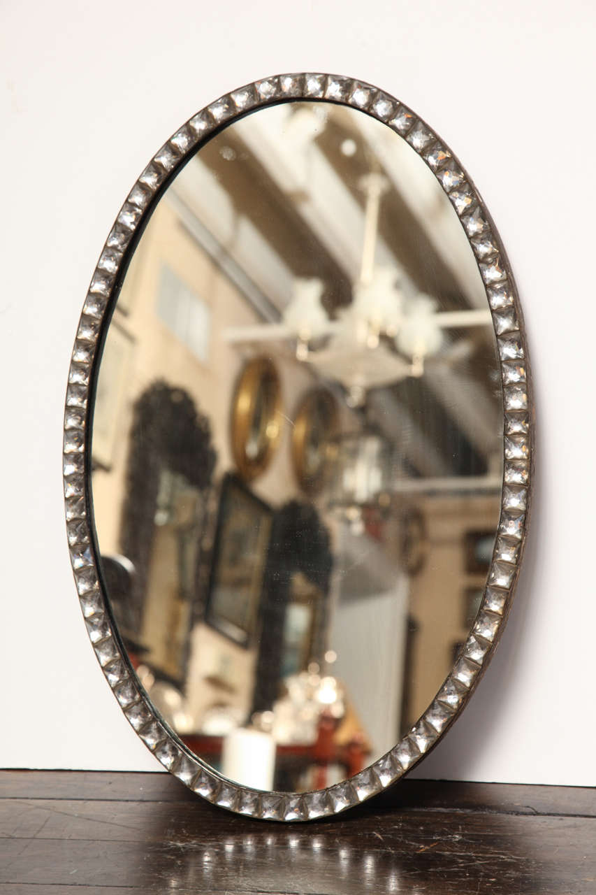 19th Century Irish Regency, Clear Glass Lozenge, Oval  Mirror