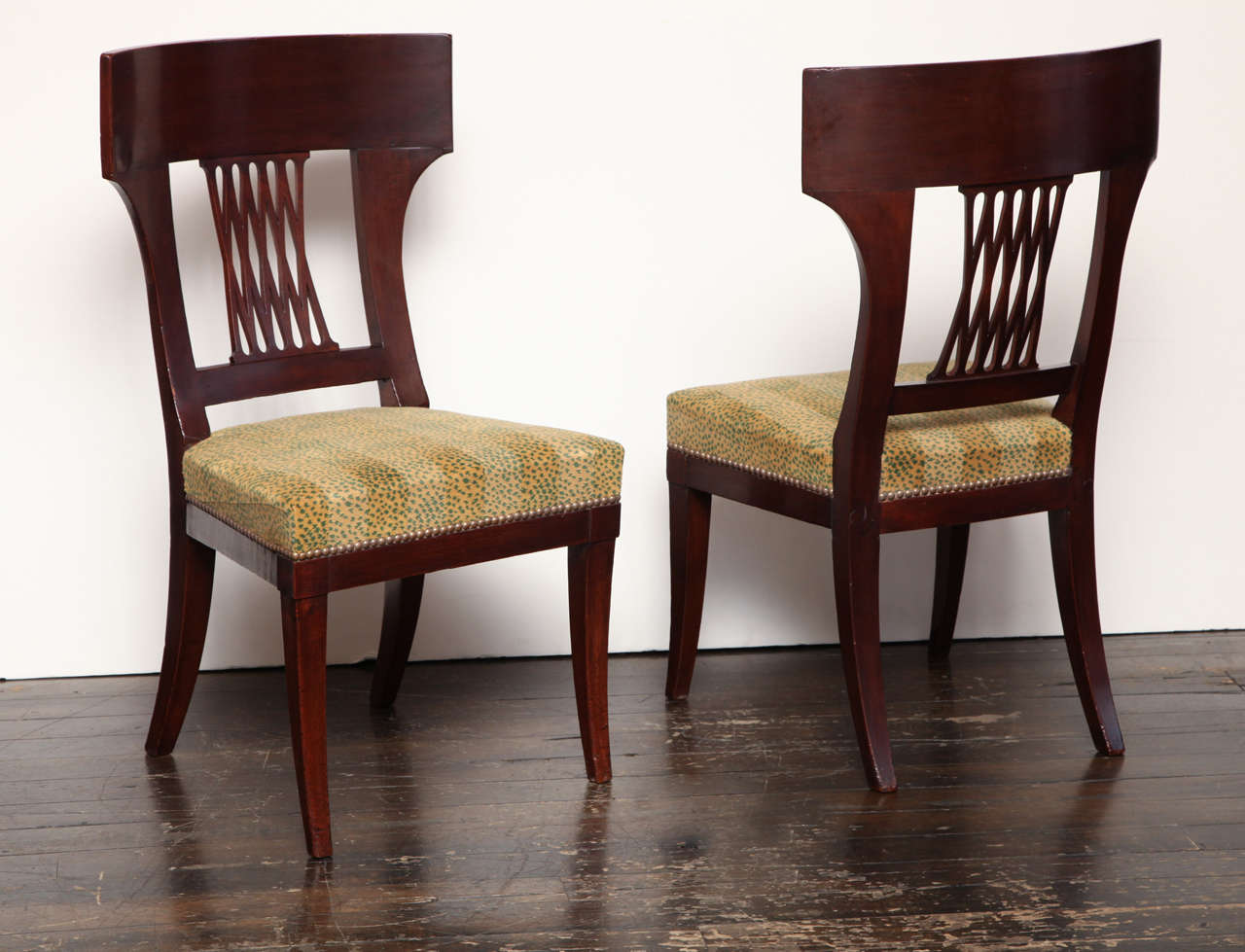 An Exceptional Pair of 19th Century French, Mahogany Side Chairs