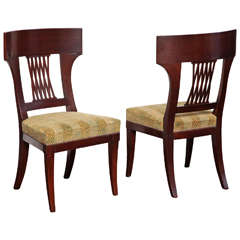 Pair of 19th Century French, Mahogany Side Chairs