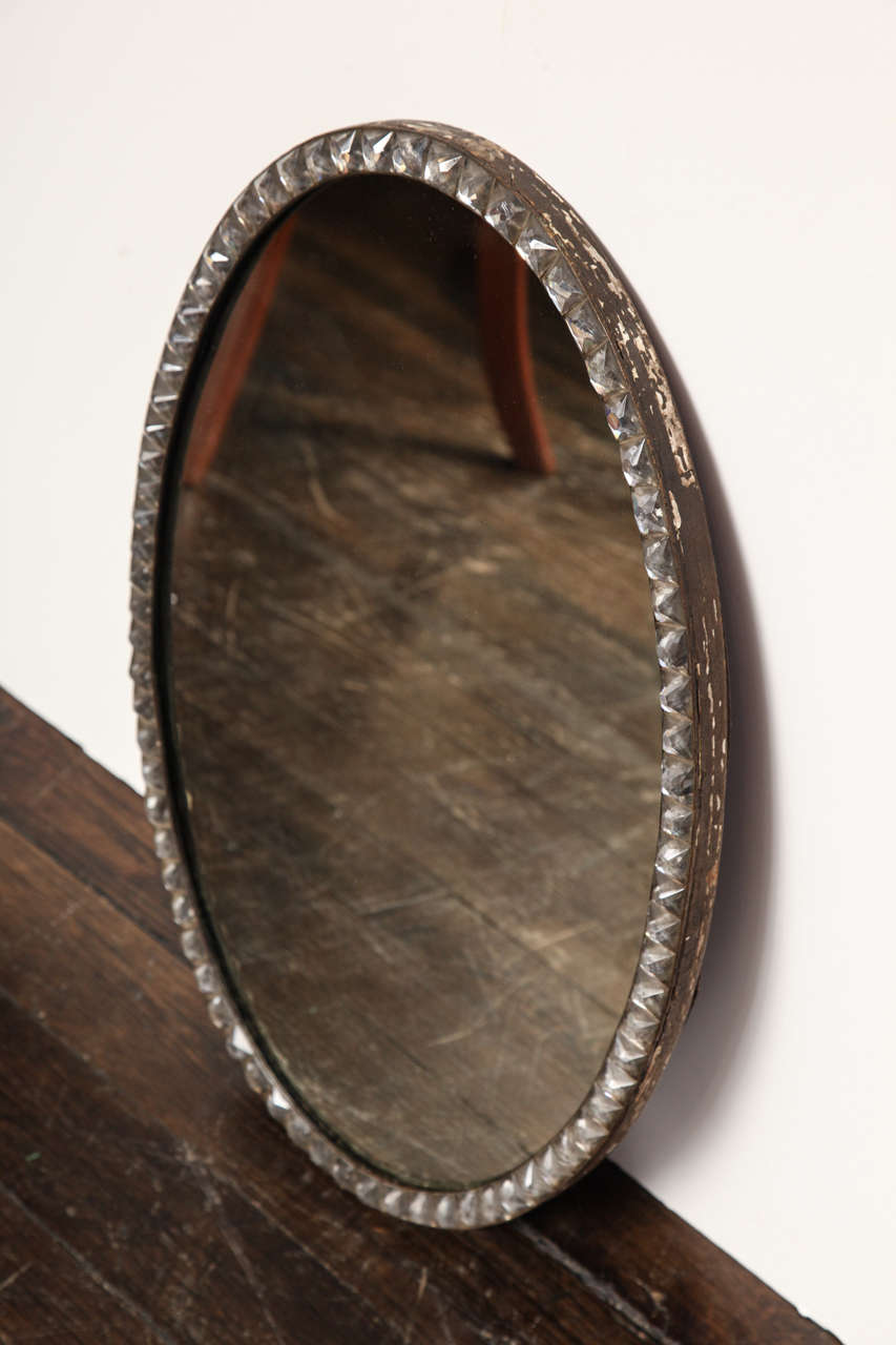 Unusual 19th Century Irish Regency, Clear Lozenge, Oval Mirror For Sale