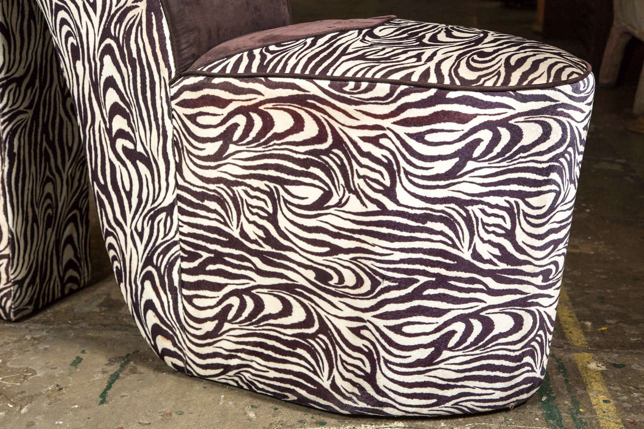 American Mid-Century Modern Slipper Chair with Zebra Stripes