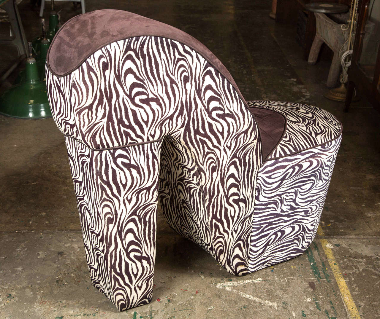 Mid-Century Modern Slipper Chair with Zebra Stripes 1