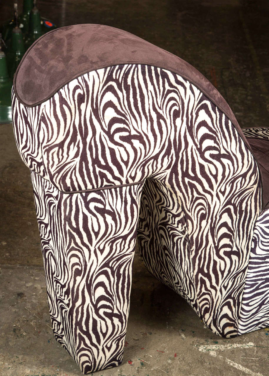 Mid-Century Modern Slipper Chair with Zebra Stripes 2
