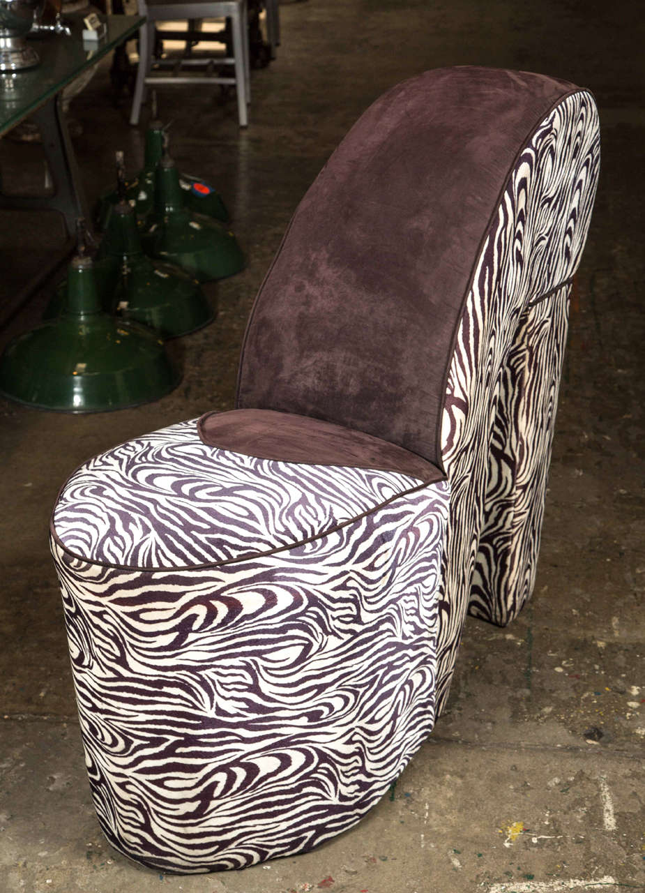 Mid-Century Modern Slipper Chair with Zebra Stripes 3