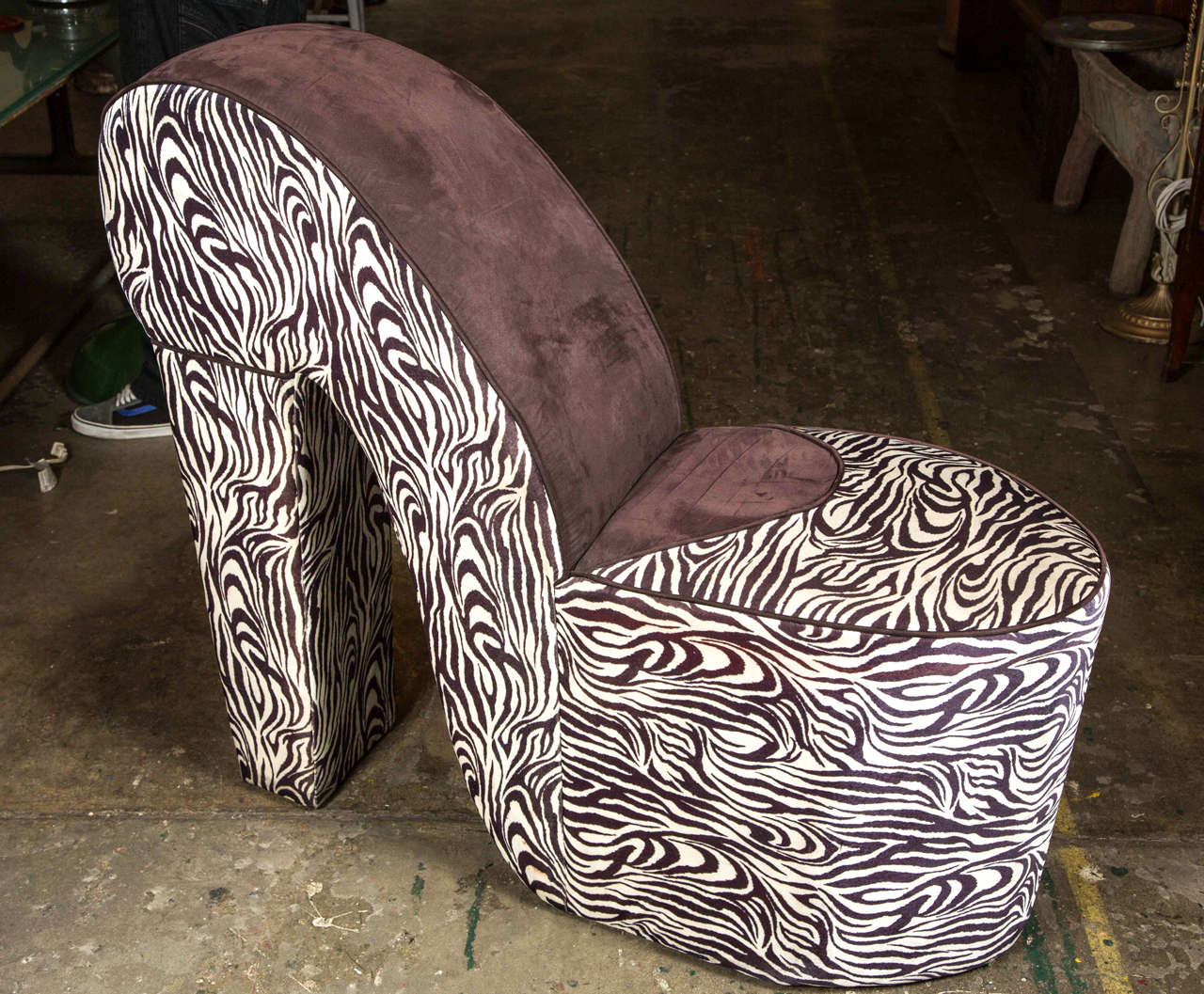 Mid-Century Modern Slipper Chair with Zebra Stripes 4