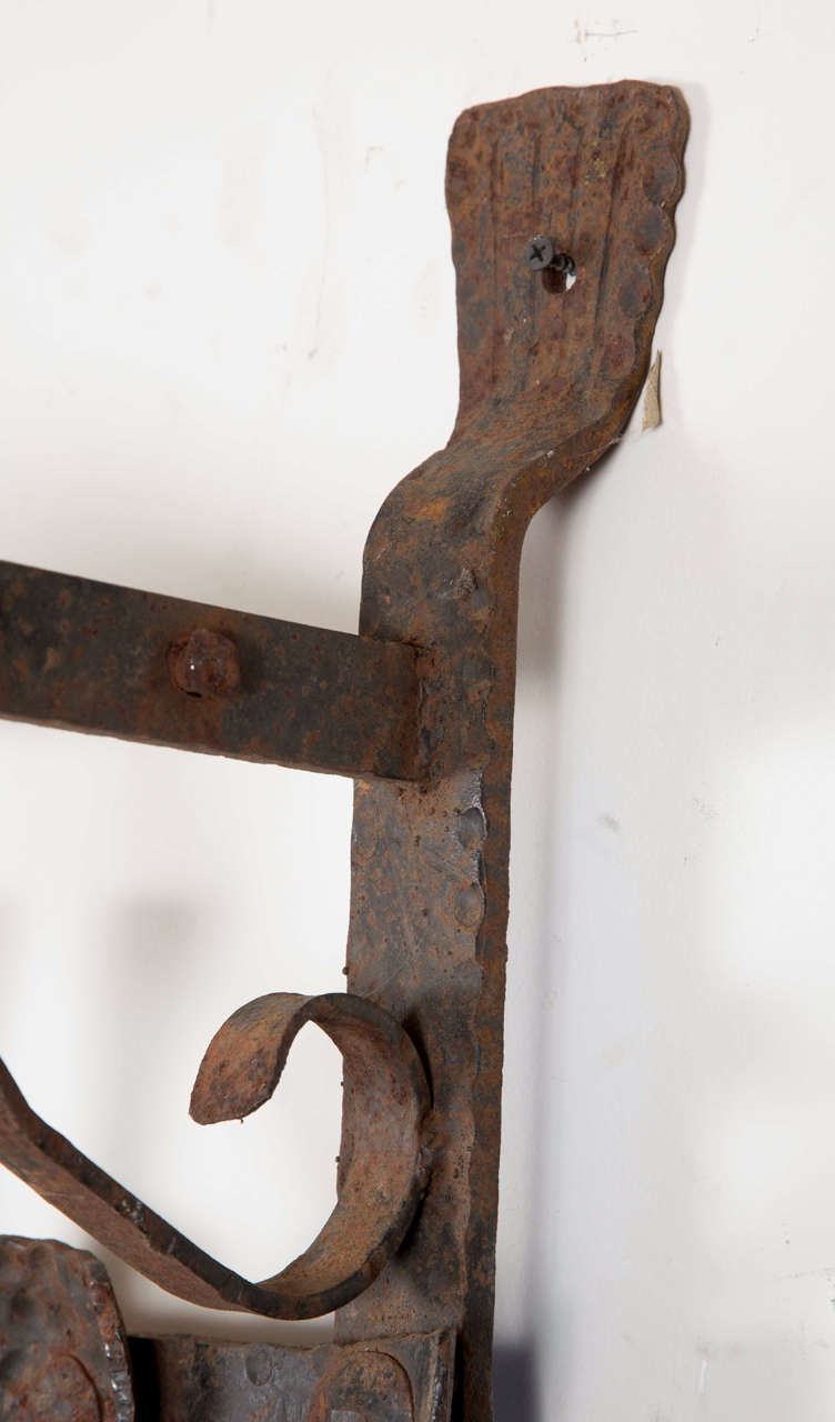 Heavy Wrought Iron Wall Rack from France 2